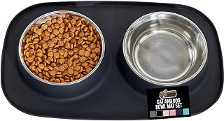 Gorilla Grip waterproof silicone dog bowl mat with raised edges to catch spills