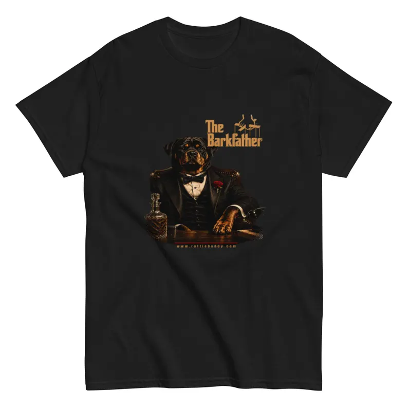 The Barkfather Godfather inspired Rottweiler unisex classic tee front view
