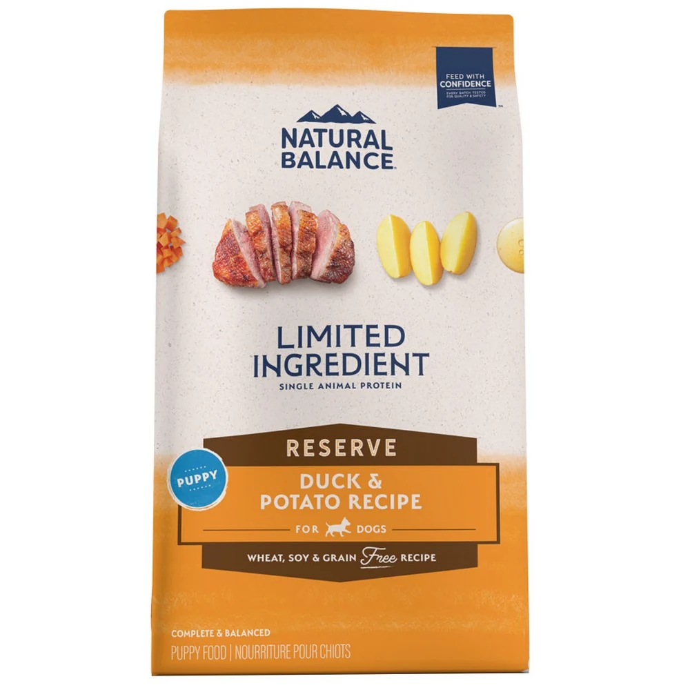 Bag of large-breed puppy food formulated for controlled growth