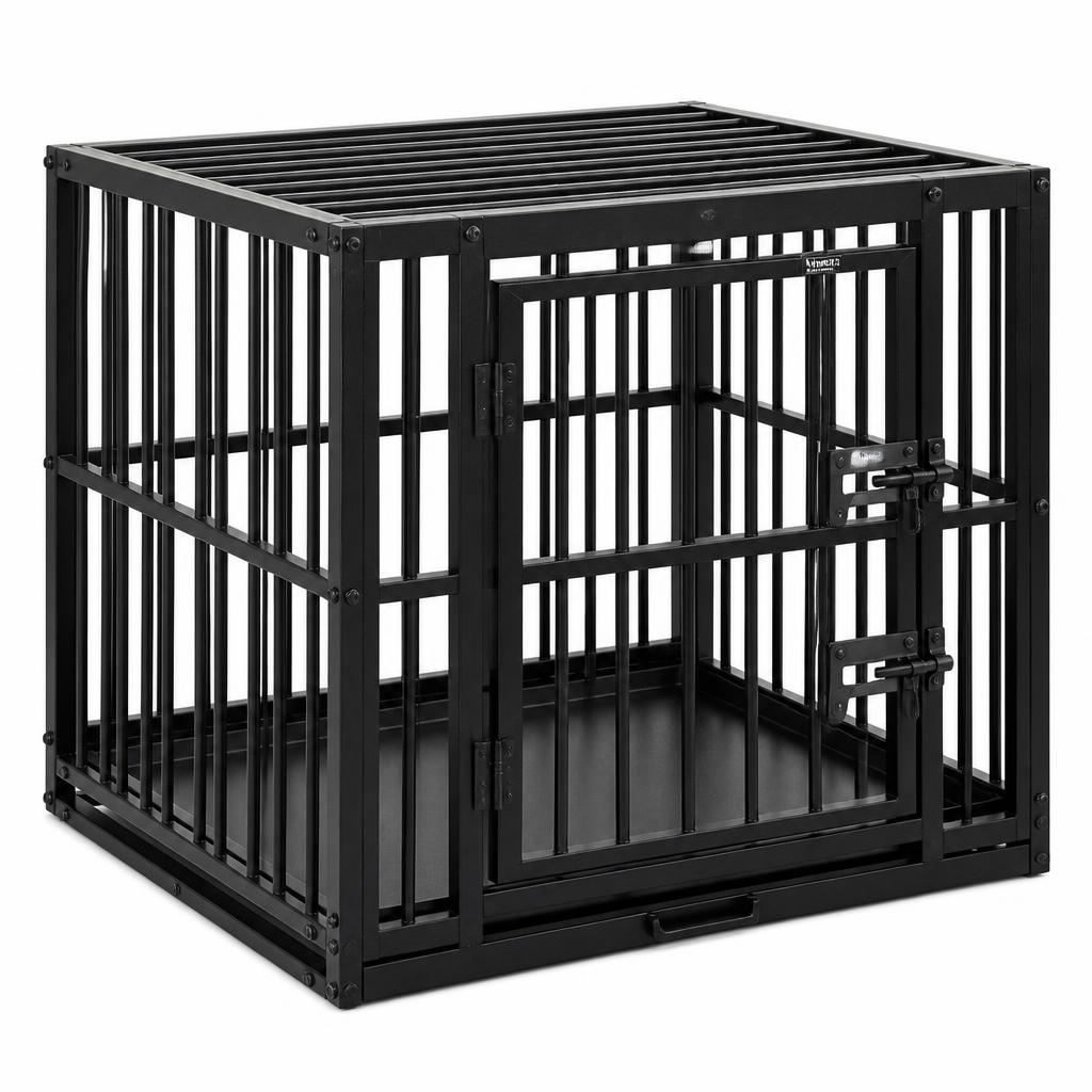 Heavy-duty escape-proof steel dog crate for an adult Rottweiler