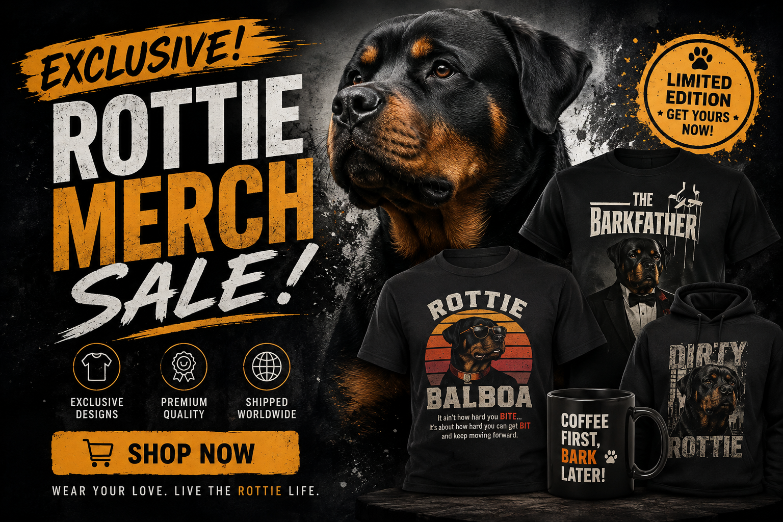 Exclusive Rottie Merch Sale - official Rottweiler apparel and gifts