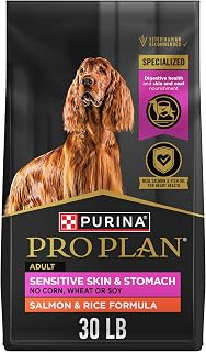 30 lb bag of Purina Pro Plan Adult Sensitive Skin and Stomach salmon and rice formula dry dog food