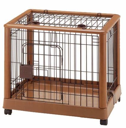Richell Mobile Pet Pen 640 with wooden frame and lockable casters for indoor puppy containment