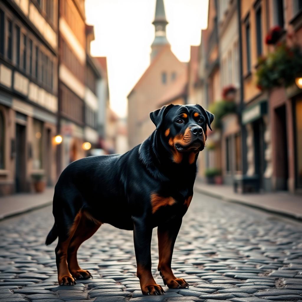 Historical image evoking the German origins of the Rottweiler in Rottweil